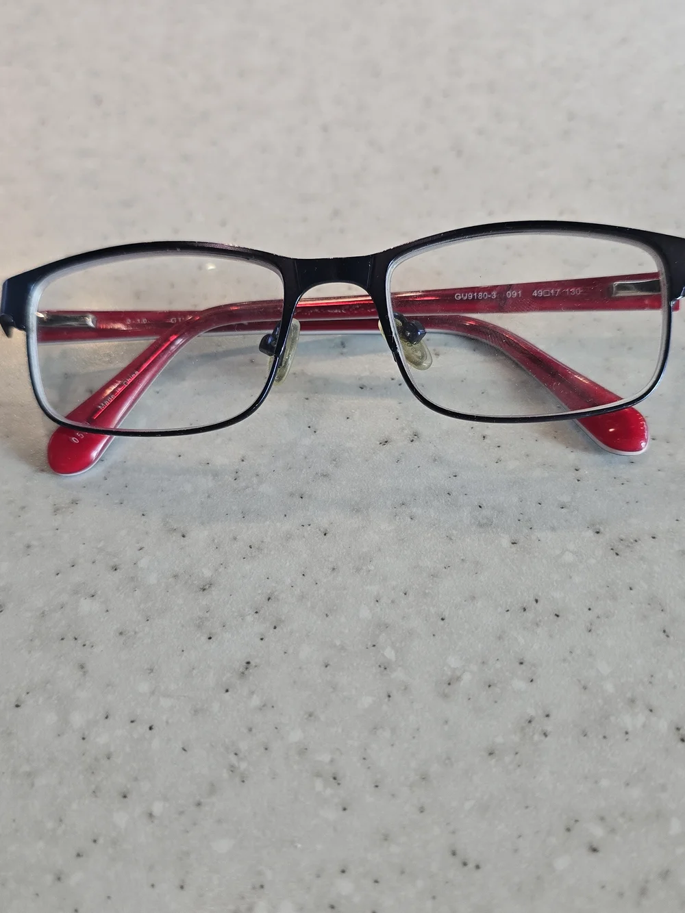 Guess GU9180-3 Eyeglass Frames Black Red 49-17-130 Rectangular Frames Only